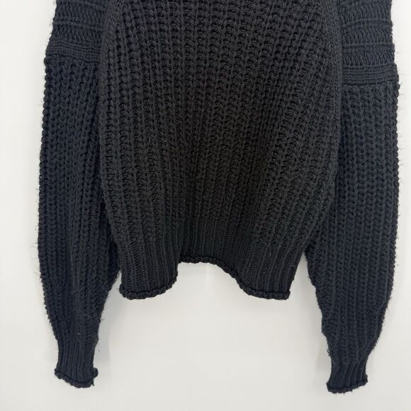 Express Black Chunky Knit Mock Neck Sweater Oversized Size Small Polyester - Picture 3 of 13
